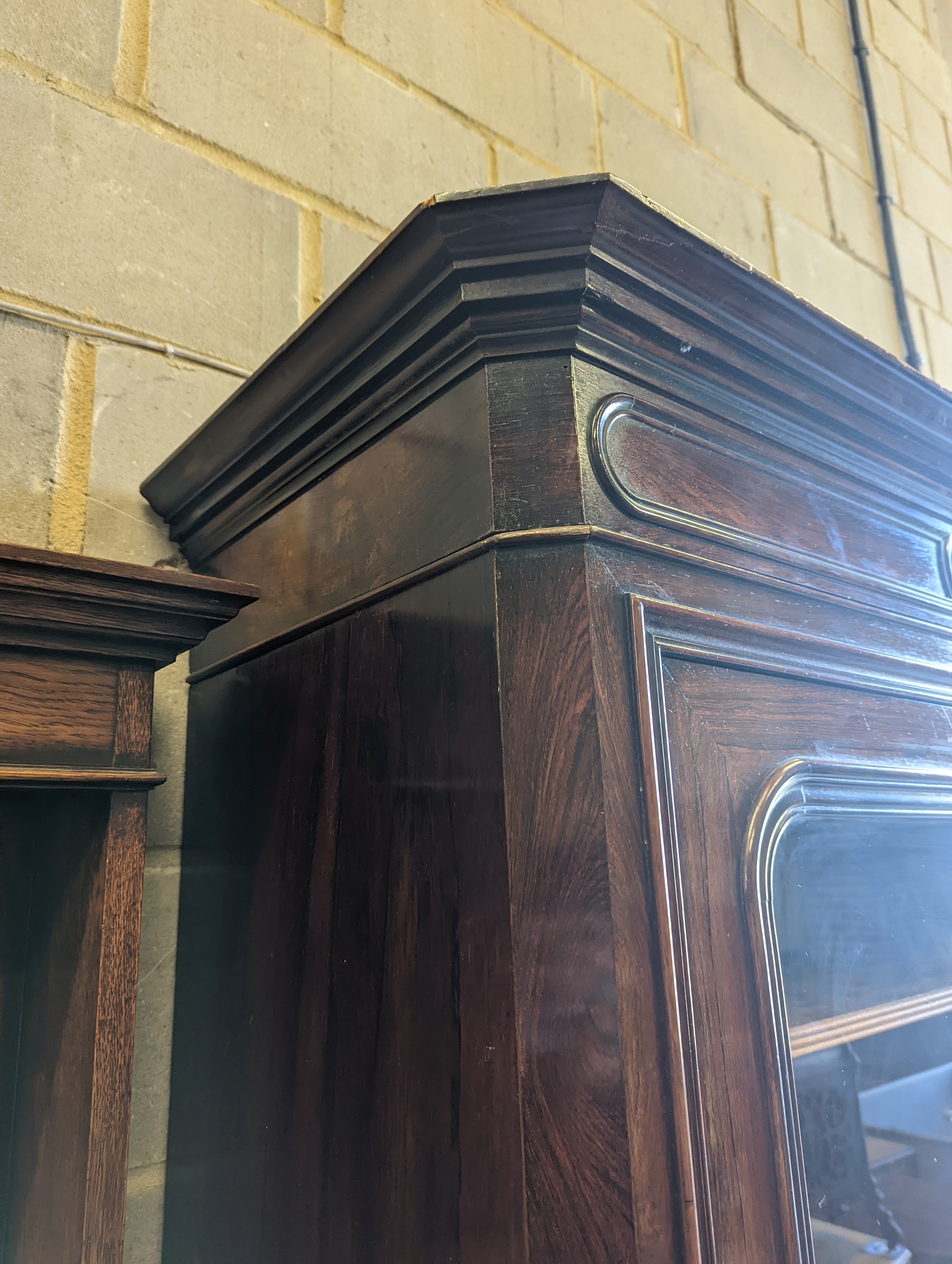 A 19th century French rosewood glazed armoire, width 108cm, depth 50cm, height 213cm